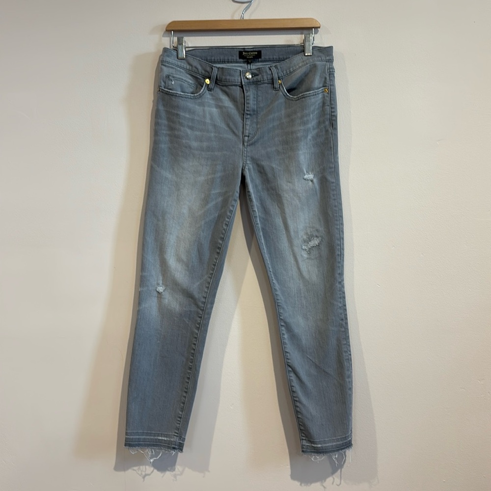 Juicy Couture Black Label | Grey skinny jeans distressed raw hem size 30